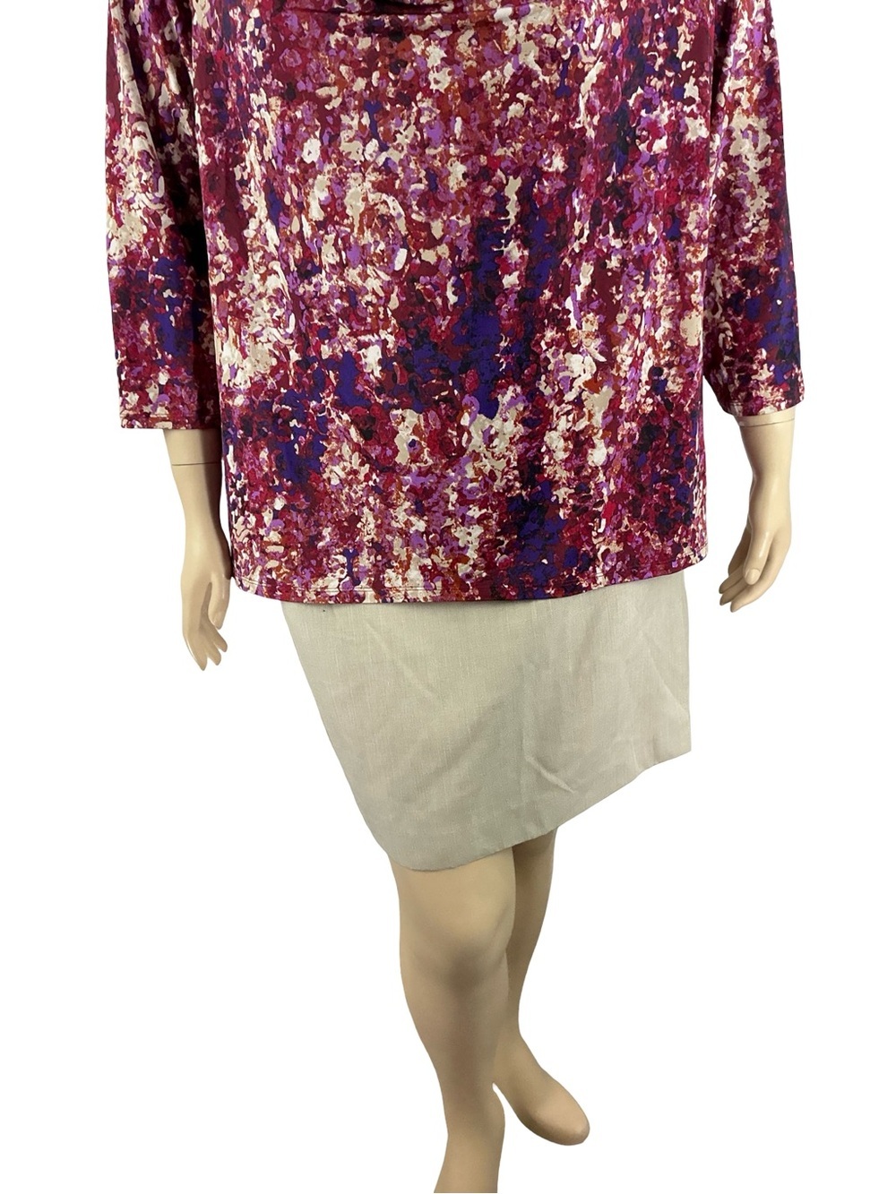 Dana Buchman Woman Abstract Cowl Neck Workwear Top Purple Size 2X - Picture 3 of 7